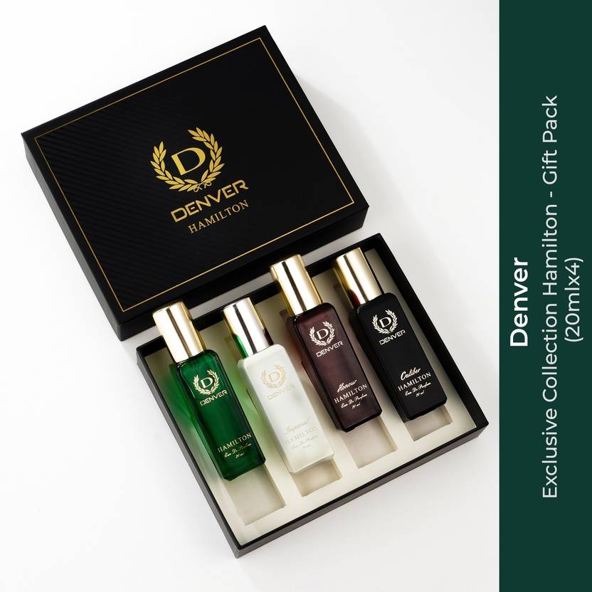 DENVER Hamilton EDP- SRK's Favorite Luxury Gift Pack (20ml x 4) Perfume Eau de Parfum - 80 ml (For Men)