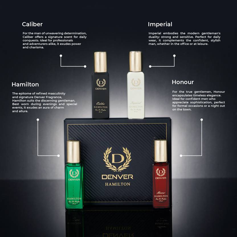 DENVER Hamilton EDP- SRK's Favorite Luxury Gift Pack (20ml x 4) Perfume Eau de Parfum - 80 ml (For Men)