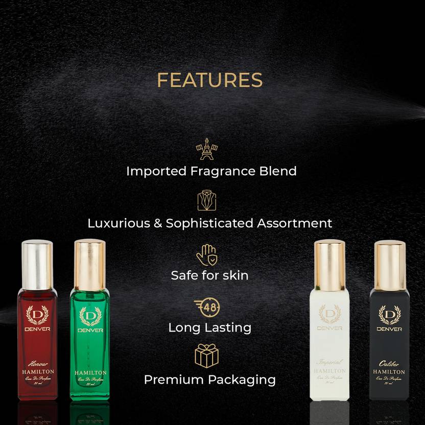 DENVER Hamilton EDP- SRK's Favorite Luxury Gift Pack (20ml x 4) Perfume Eau de Parfum - 80 ml (For Men)
