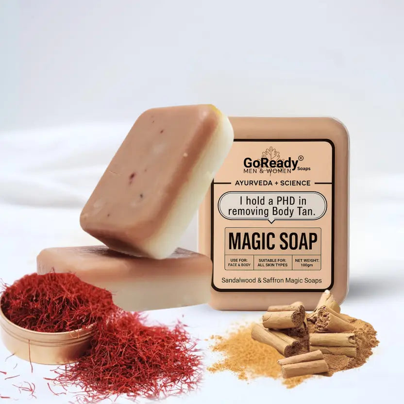 Magic Soap Sandal Wood And Saffron for DeTan and Glowing Brightening Skin  (100 g)