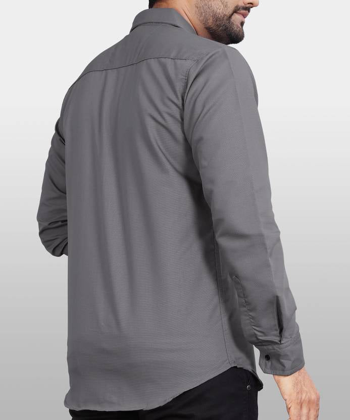 Men Regular Fit Solid Button Down Collar Formal Shirt
