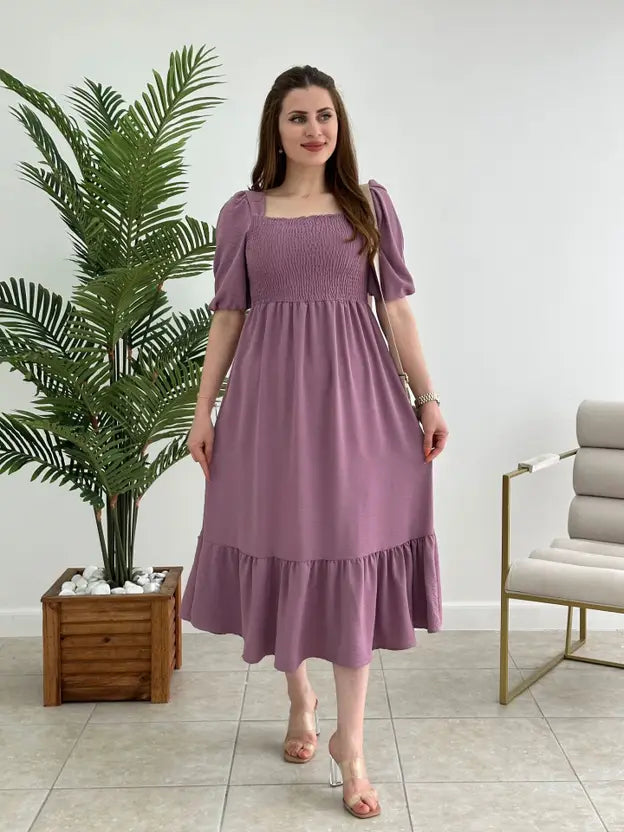 Women Fit and Flare Purple Midi/Calf Length Dress