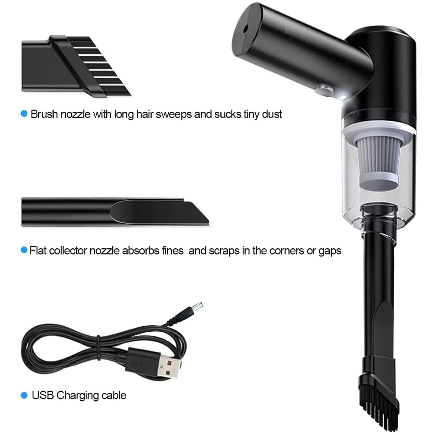 2 In 1 Wireless Vacuum Cleaner – 120W Handheld USB Rechargeable For Home & Car (1 Pc)