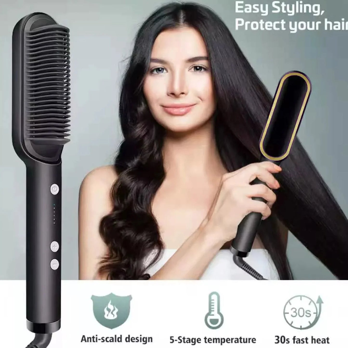 Hqt-909B Hair Straightener Used While Massaging Hair Scalps And Head., Hair Accessories