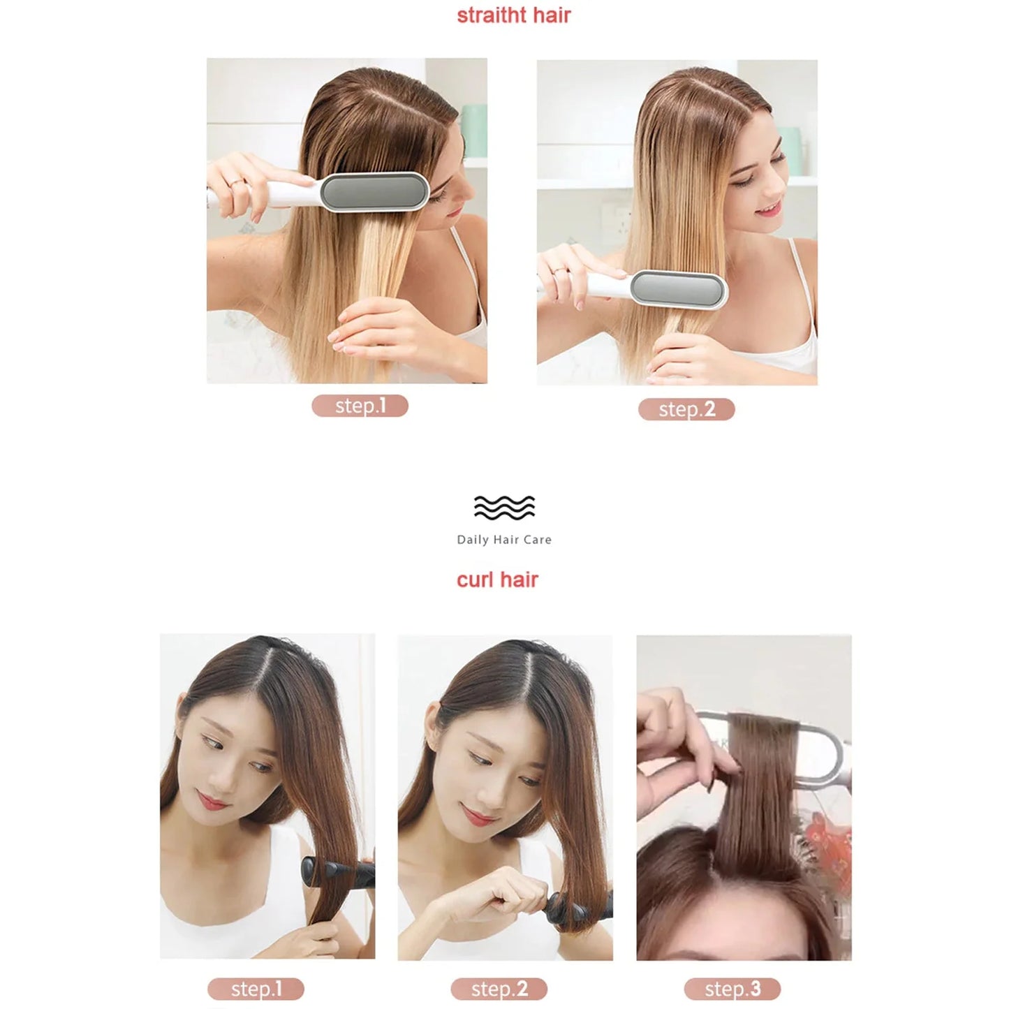 Hqt-909B Hair Straightener Used While Massaging Hair Scalps And Head., Hair Accessories