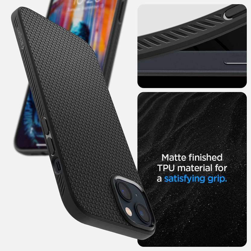 Spigen Liquid Air Back Cover for Apple iphone 15/14/13 (Black, Shock Proof, Pack of: 1)
