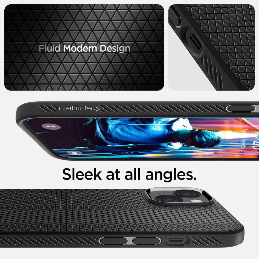 Spigen Liquid Air Back Cover for Apple iphone 15/14/13 (Black, Shock Proof, Pack of: 1)