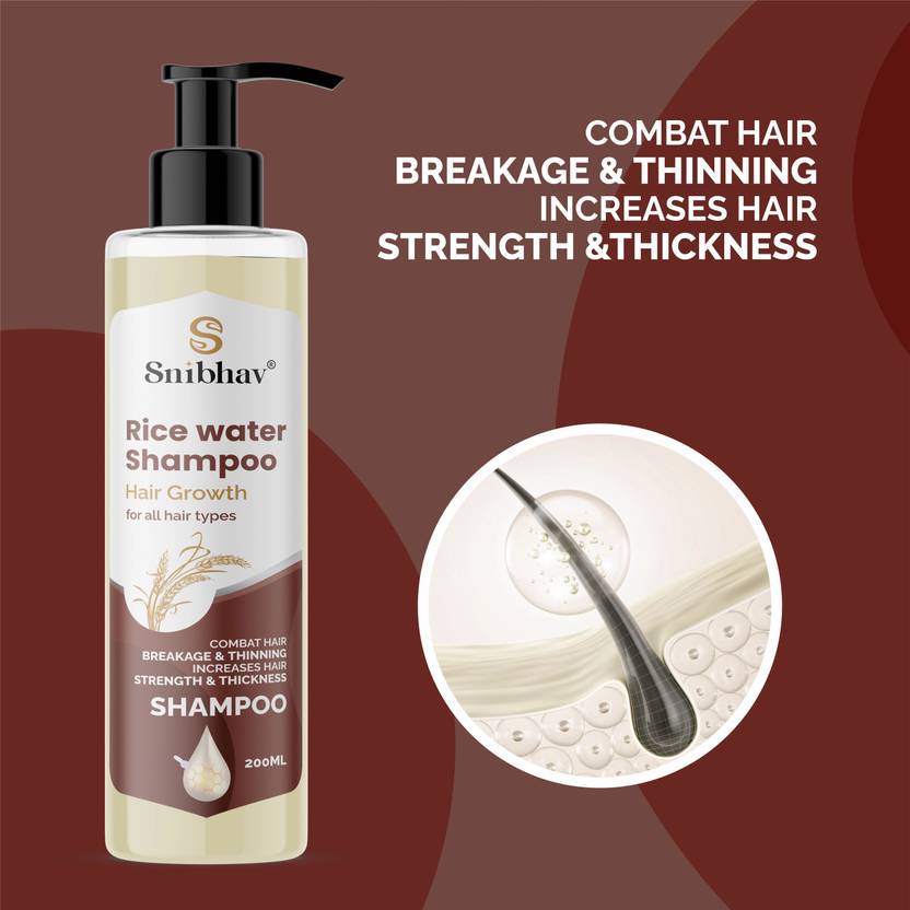 Snibhav Rice Water Shampoo for Frizzy and Dry Hair | Sulphate & Paraben Free (200 ml)