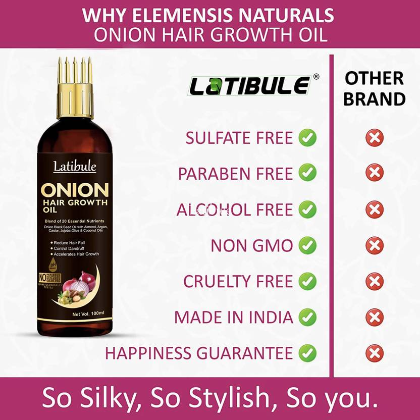 Latibule Black Seed Onion Hair Oil Controls Hair Fall Hair Oil WITH COMB APPLICATOR Hair Oil (400 ml)