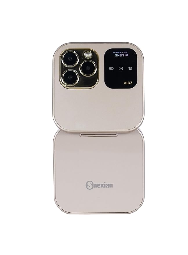 Snexian All-New Rock X Flip Dual Sim |Keypad Mobile with 1.8" Display |Flip|Fold|Call & SMS Indicator|Crystal Back Panel |BT Dialer|Voice Changer|Long Lasting Battery|Camera|Feature Phone| Cosmic Gold