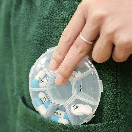 7-Sided Portable Pill Box Medicine Planner Small Case