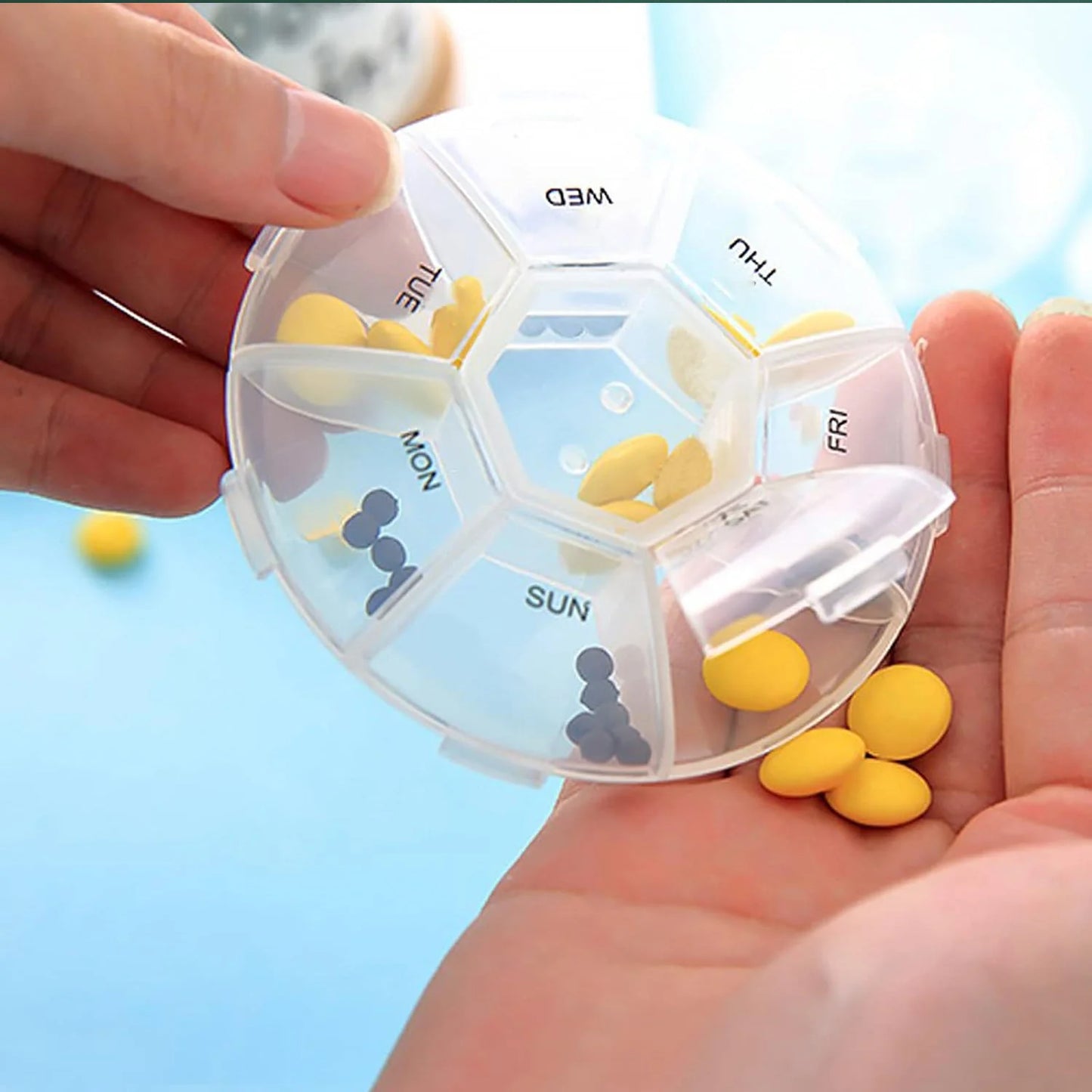 7-Sided Portable Pill Box Medicine Planner Small Case