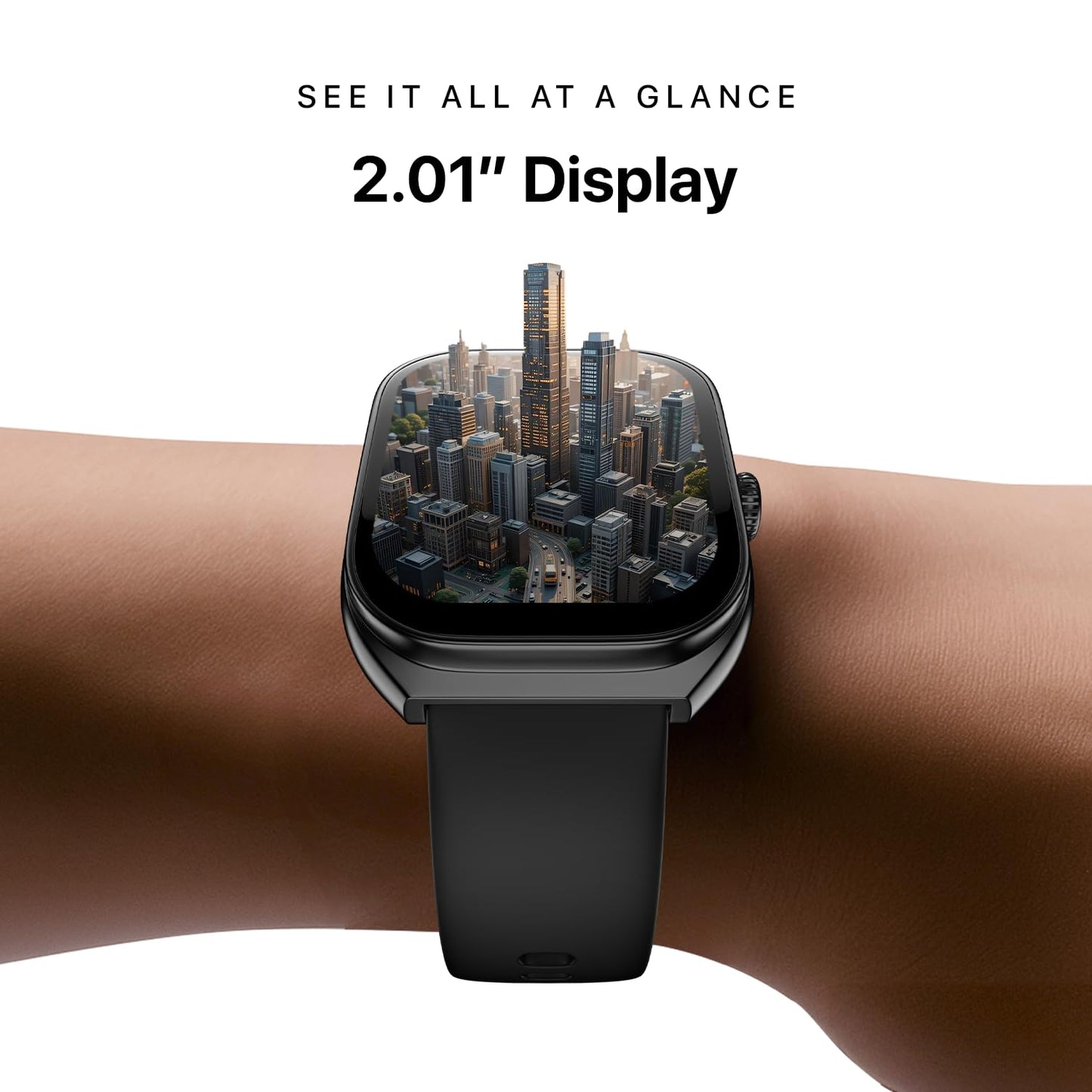 Noise Icon Arc 2.01" Immersive Curved Display Smartwatch, 10-Day Battery, 1ATM Water Resistant, Functional Crown, 100+ Sports Modes, Health Suite™, Voice Assistant, Built-in Games (Jet Black)%