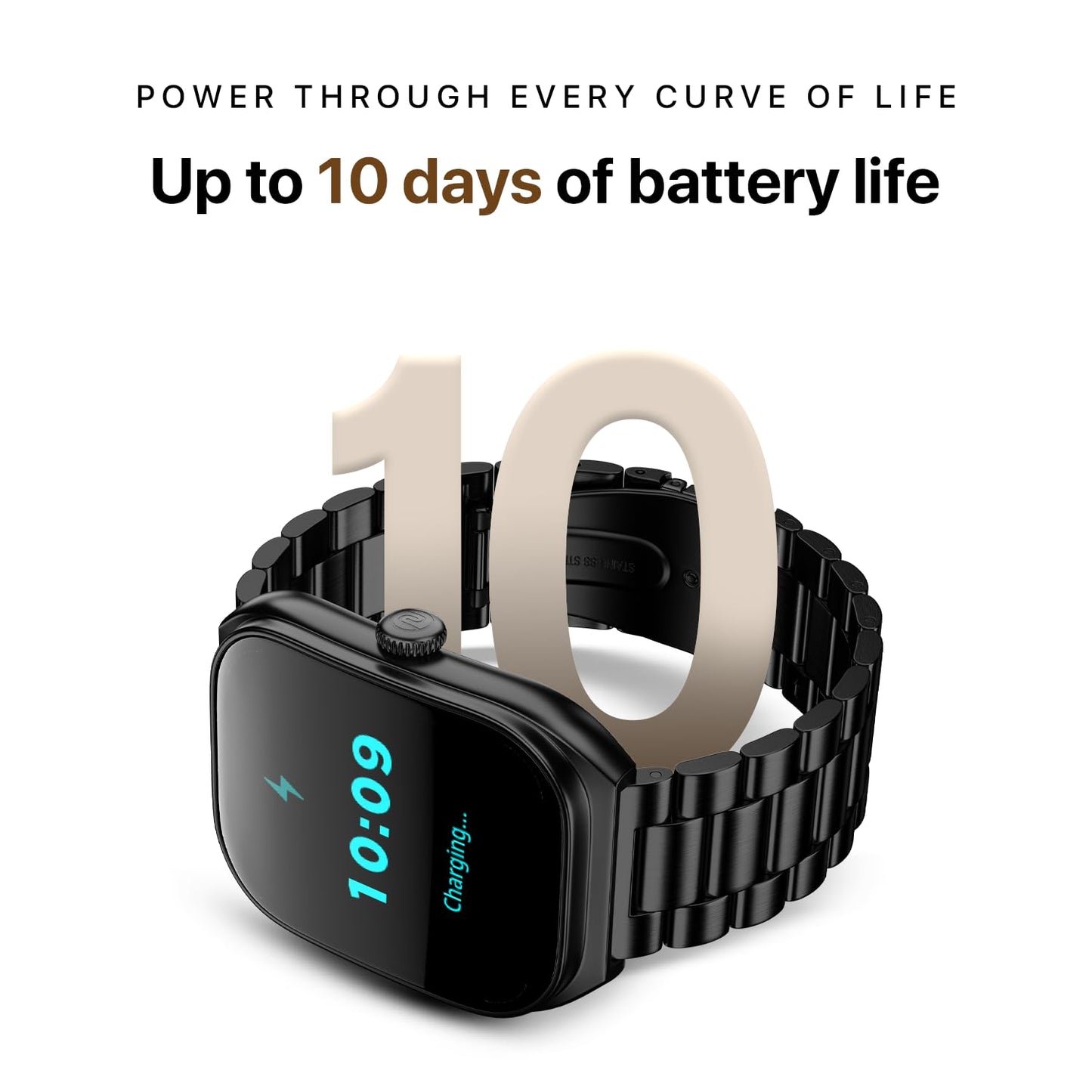 Noise Icon Arc 2.01" Immersive Curved Display Smartwatch, 10-Day Battery, 1ATM Water Resistant, Functional Crown, 100+ Sports Modes, Health Suite™, Voice Assistant, Built-in Games (Jet Black)%