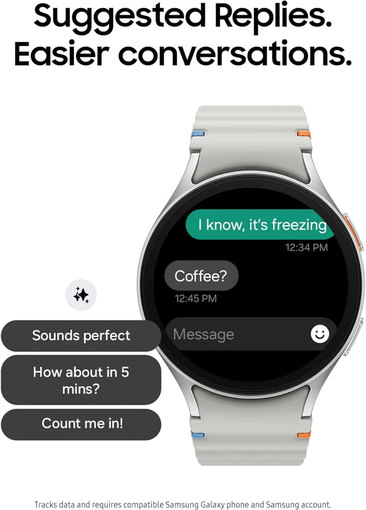 Smart Watch7 : 44mm Silver, Bluetooth + LTE | AI-Powered Smartwatch with Health Tracking | Dual GPS & Heart Monitor | 1-Year Warranty|