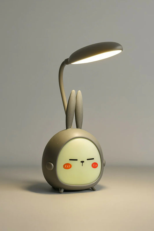 Cute Bunny Shaped LED Desk Lamp With Adjustable Neck – Adorable Cartoon Night Light For Kids, Study, And Home Décor – Soft Warm Light, USB Rechargeable, Eye Protection