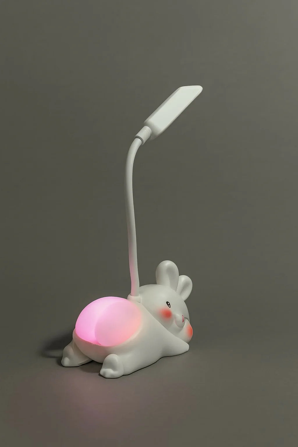 Cute Lying Bunny LED Desk Lamp With Night Light – USB Rechargeable Flexible Gooseneck Eye Protection Study Light For Kids, Bedroom & Study Table Décor