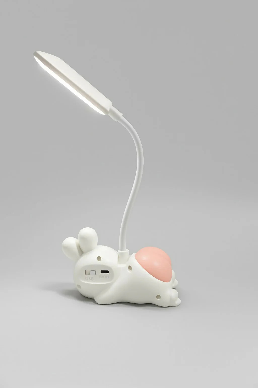 Cute Lying Bunny LED Desk Lamp With Night Light – USB Rechargeable Flexible Gooseneck Eye Protection Study Light For Kids, Bedroom & Study Table Décor