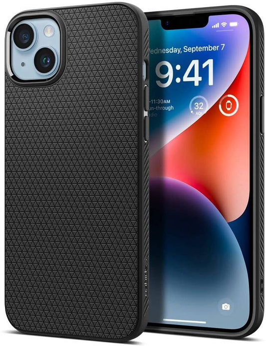 Spigen Liquid Air Back Cover for Apple iphone 15/14/13  (Black, Shock Proof, Pack of: 1)