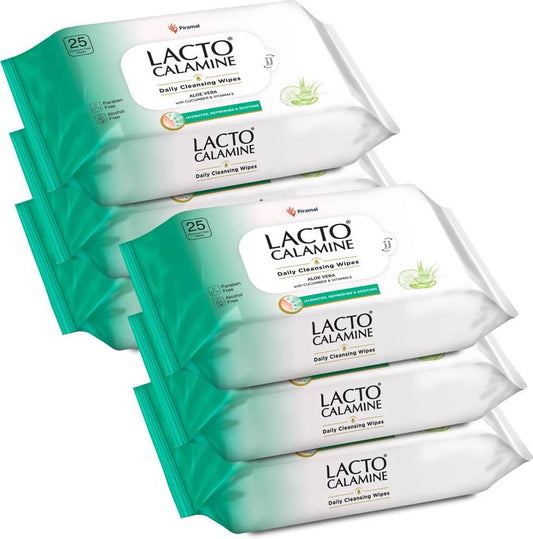 Lacto Calamine Daily Cleansing wipe with Aloe Vera, Cucumber, Vitamin E, Paraben & Alcohol Free Makeup Remover  (150 Wipes)