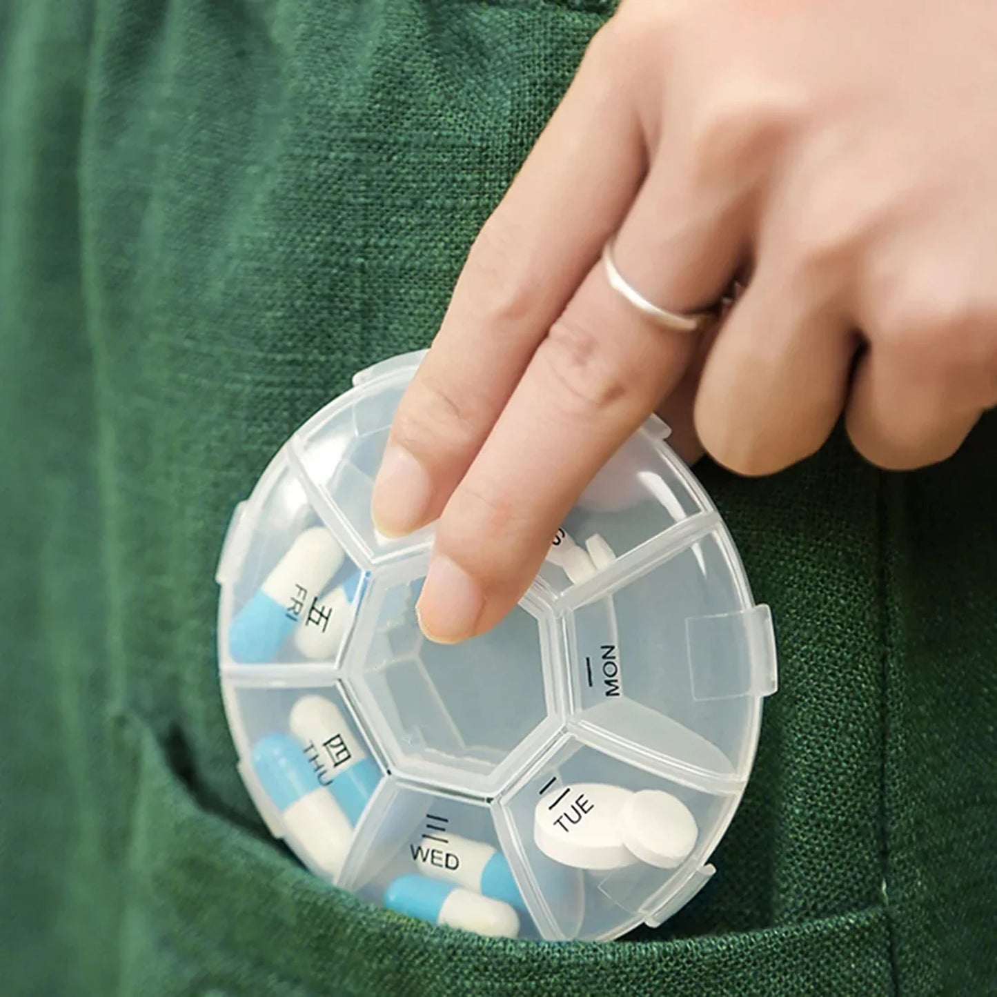 7-Sided Portable Pill Box Medicine Planner Small Case