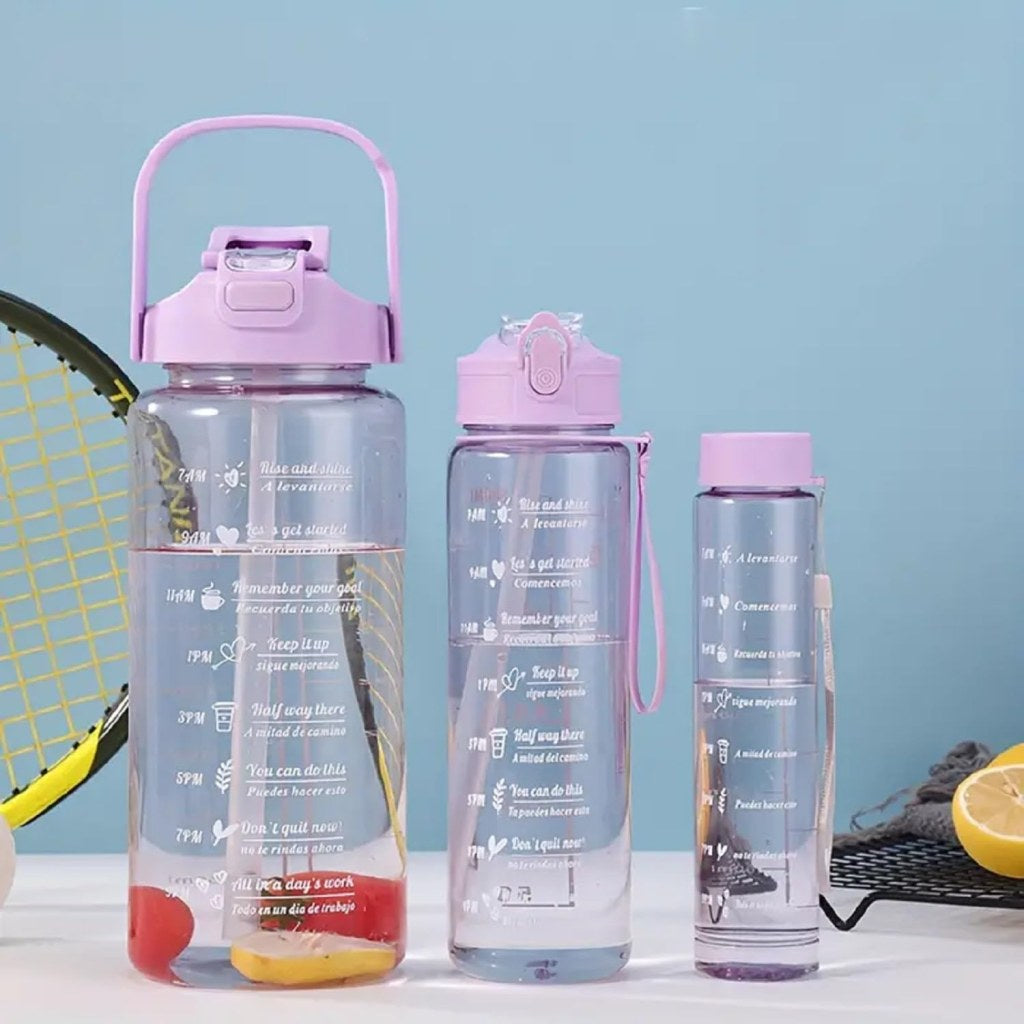 Transparent Motivational Timer Bottle Set Of 3 Personal Care