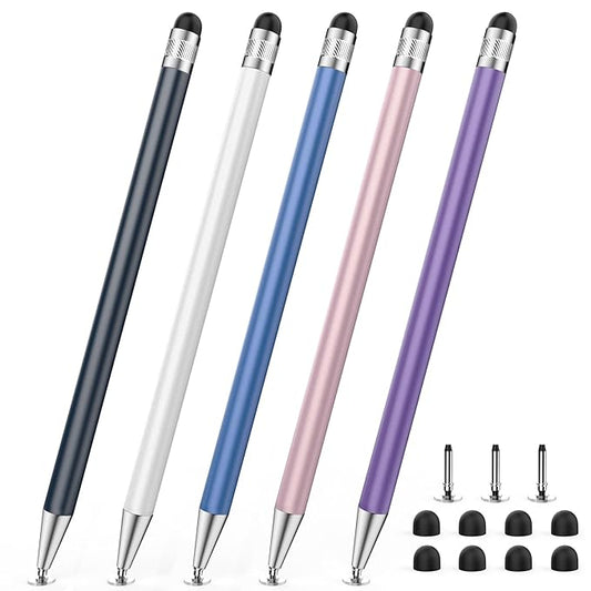 Touch Screens Universal Stylus Pens for Apple/iPhone/Ipad pro/Mini/Air/Android All Capacitive Touch Screens Andriod Tablet Fine Point Disc Tip(5 Pcs)